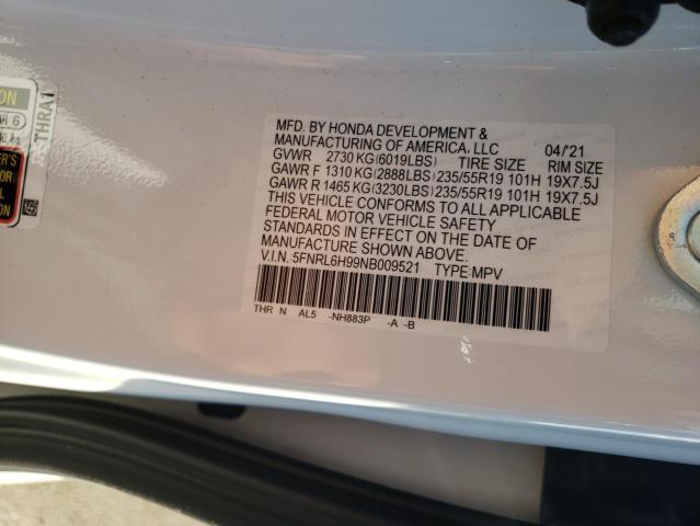 2022 HONDA ODYSSEY EL 5FNRL6H99NB009521