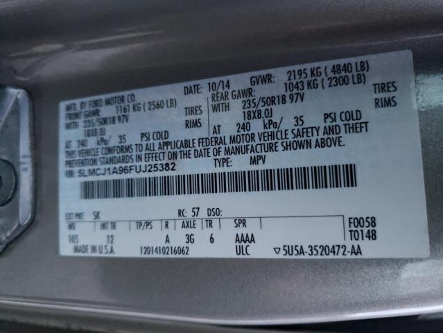 2015 LINCOLN MKC 5LMCJ1A96FUJ25382