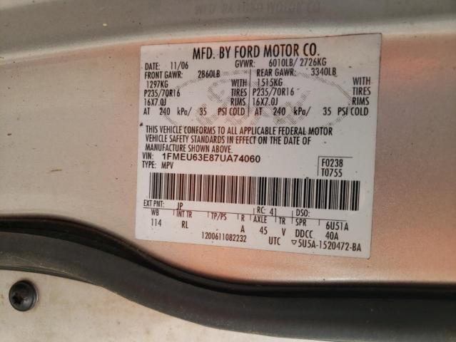 1FMEU63E87UA74060 Ford Explorer X 2007. Фото: 9