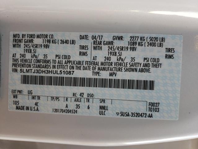 2017 LINCOLN MKC RESERV 5LMTJ3DH3HUL51087