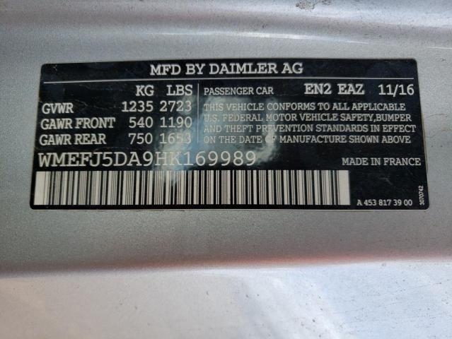 2017 SMART FORTWO WMEFJ5DA9HK169989