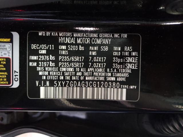 2012 HYUNDAI SANTA FE 5XYZGDAG3CG120380