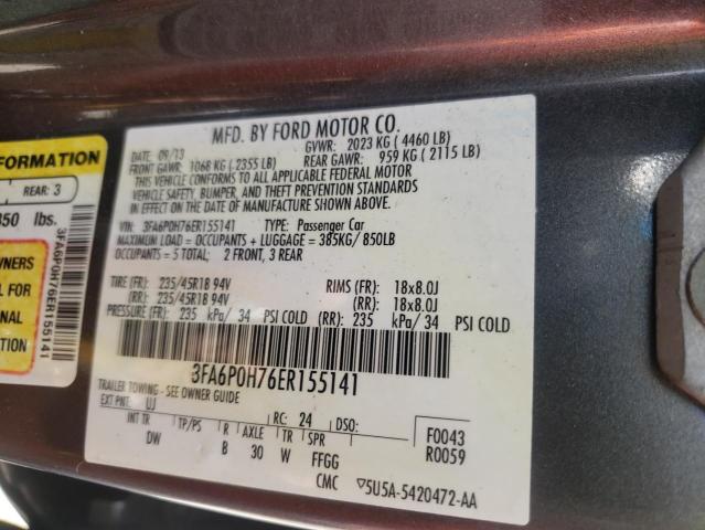 2014 FORD FUSION SE 3FA6P0H76ER155141