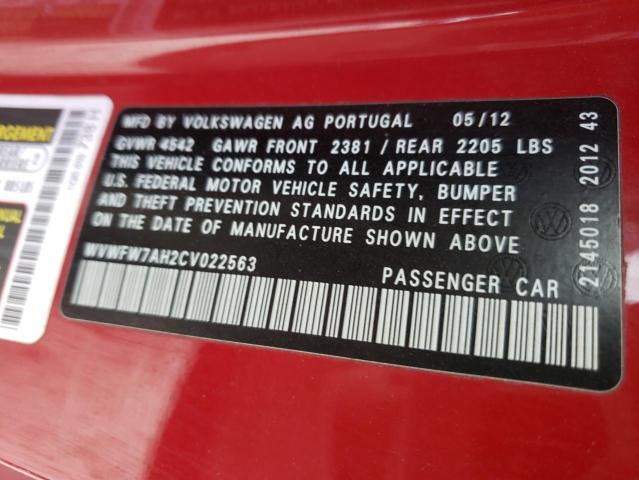 2012 VOLKSWAGEN EOS LUX WVWFW7AH2CV022563
