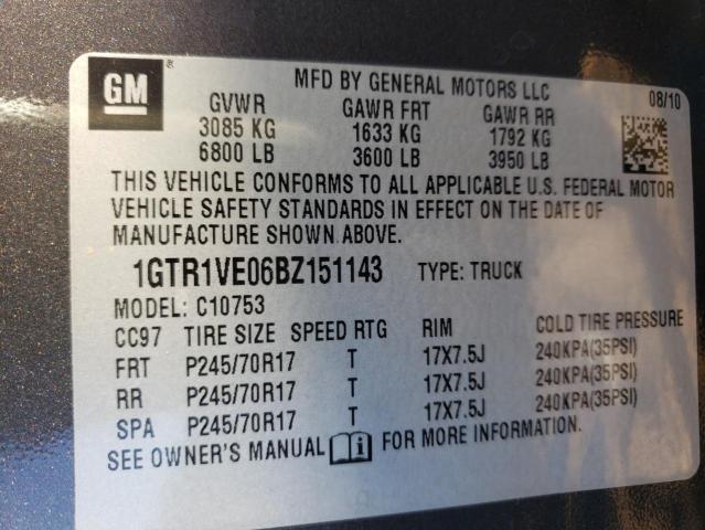 2011 GMC SIERRA 1GTR1VE06BZ151143