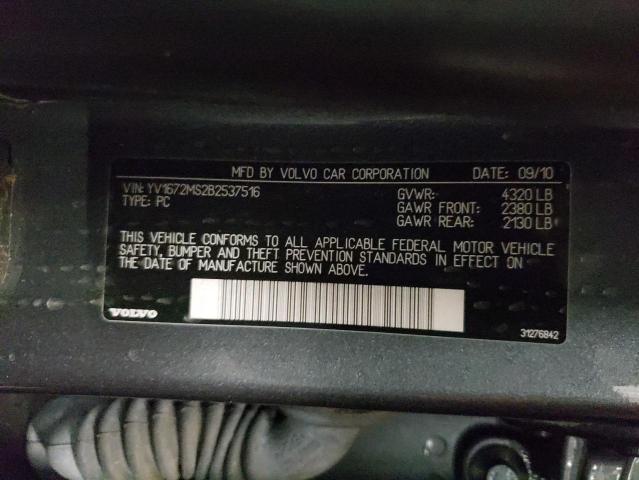 2011 VOLVO S40 T5 YV1672MS2B2537516