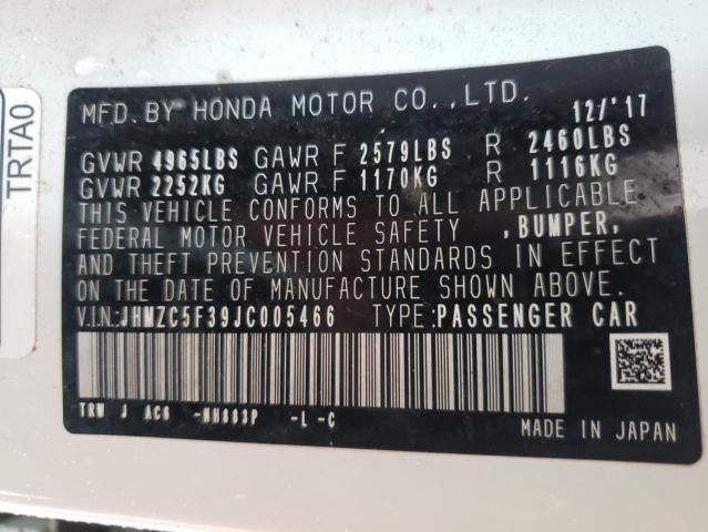 2018 HONDA CLARITY TO JHMZC5F39JC005466