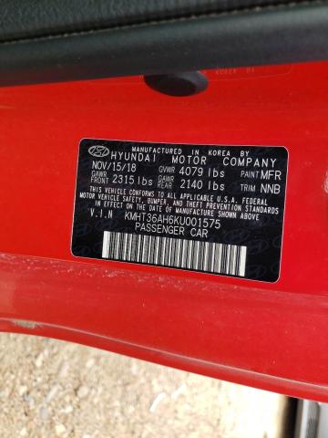 2019 HYUNDAI VELOSTER N KMHT36AH6KU001575