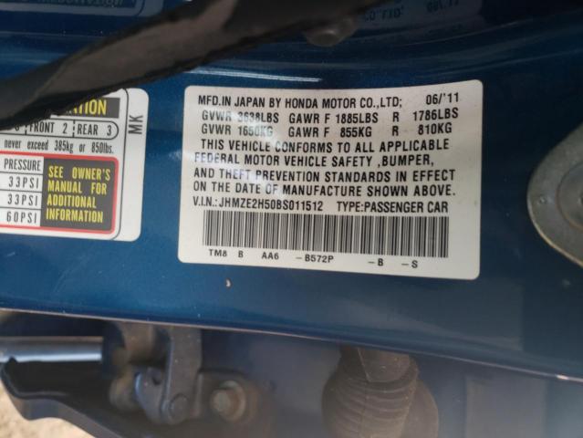 2011 HONDA INSIGHT LX JHMZE2H50BS011512