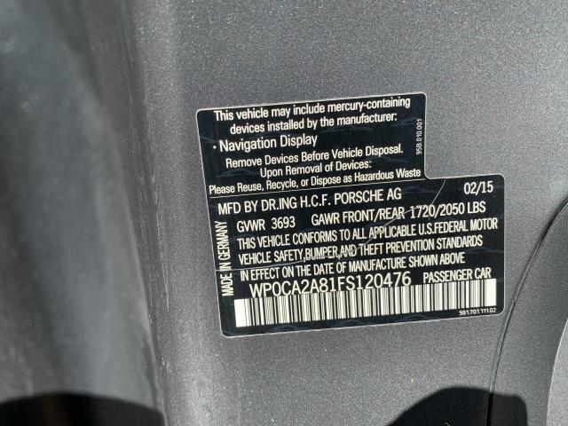 2015 PORSCHE BOXSTER WP0CA2A81FS120476