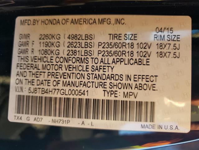 2016 ACURA RDX ADVANC 5J8TB4H77GL000541
