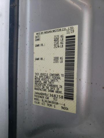 2020 NISSAN MAXIMA SL 1N4AA6DV9LC368258