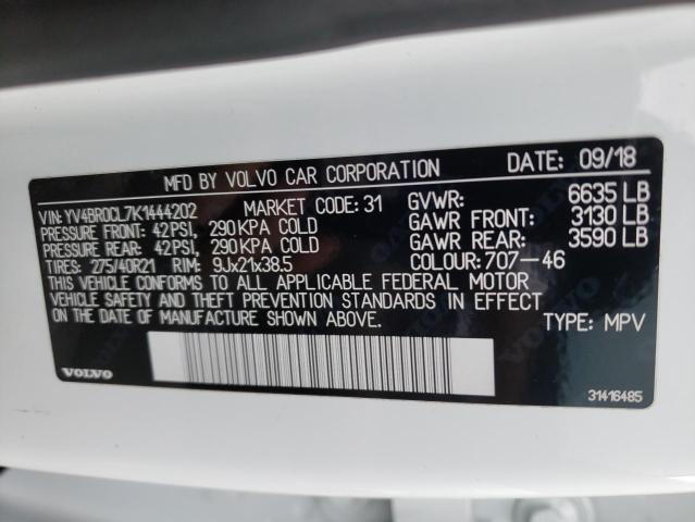 2019 VOLVO XC90 T8 IN YV4BR0CL7K1444202