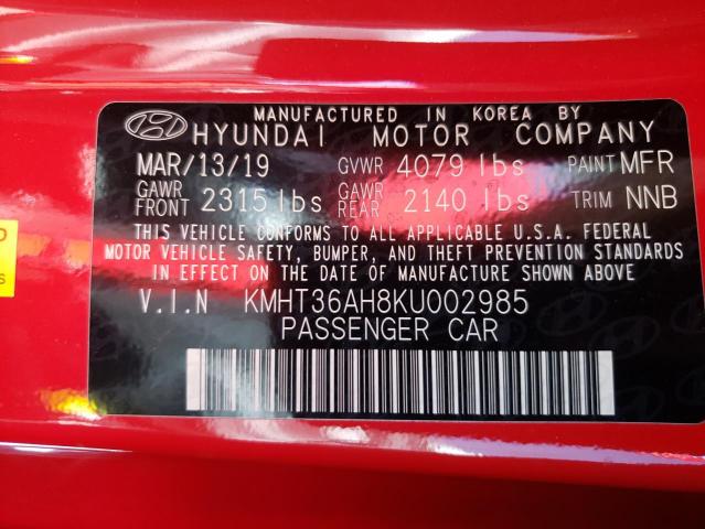 2019 HYUNDAI VELOSTER N KMHT36AH8KU002985