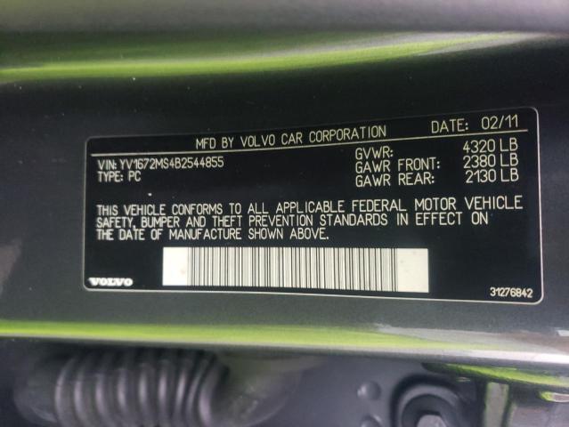 2011 VOLVO S40 T5 YV1672MS4B2544855