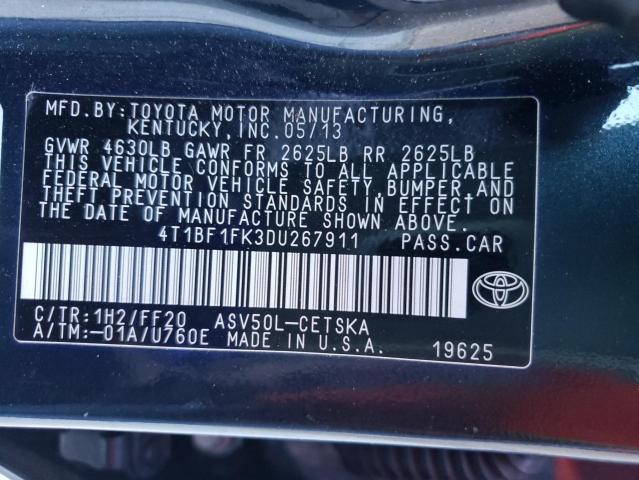 2013 TOYOTA CAMRY XL 4T1BF1FK3DU267911