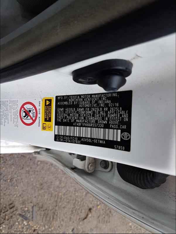 2016 TOYOTA 42-5FG25 4T4BF1FK6GR557330