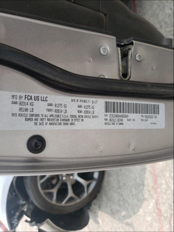 2C3CCABGXHH663849 2017 Chrysler 300 S 3.6L