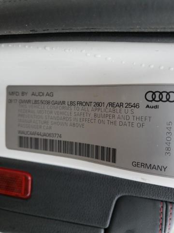 2018 AUDI S4 PRESTIG WAUC4AF44JA063774