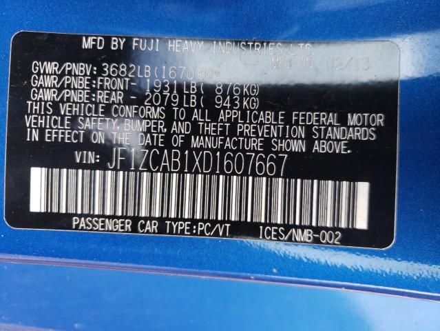 2013 SUBARU BRZ 2.0 PR JF1ZCAB1XD1607667