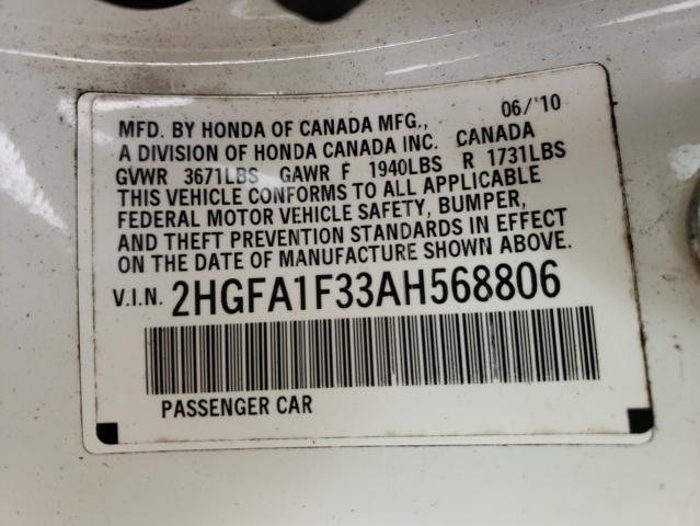 2010 HONDA CIVIC VP 2HGFA1F33AH568806