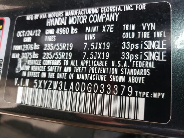 2013 HYUNDAI SANTA FE 5XYZW3LA0DG033379