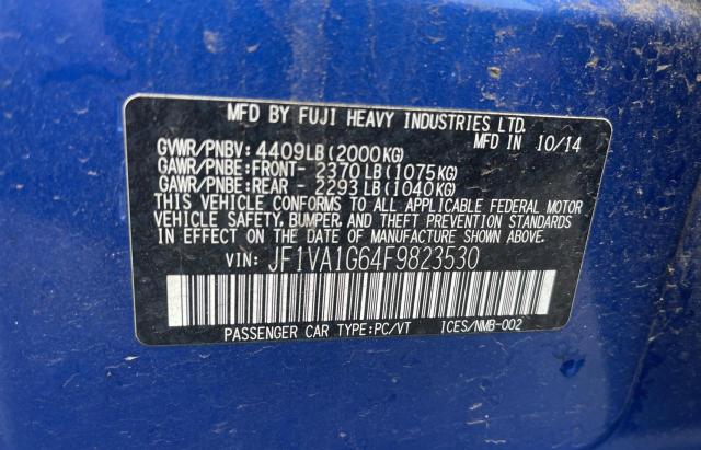 2015 SUBARU WRX LIMITE JF1VA1G64F9823530