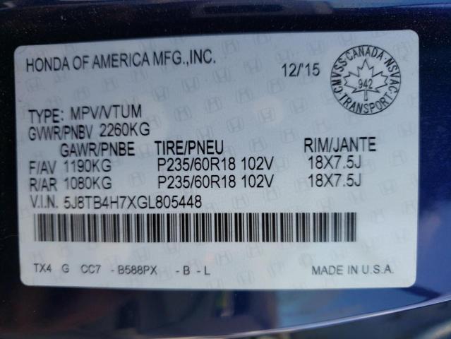 2016 ACURA RDX ADVANC 5J8TB4H7XGL805448