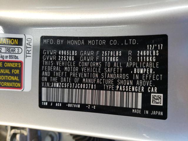 2018 HONDA CLARITY TO JHMZC5F37JC003781