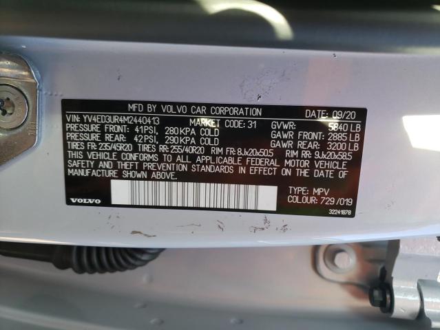 2021 VOLVO XC40 RECHA YV4ED3UR4M2440413