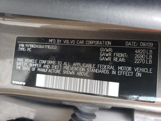 2010 VOLVO S80 3.2 YV1960AS6A1116203
