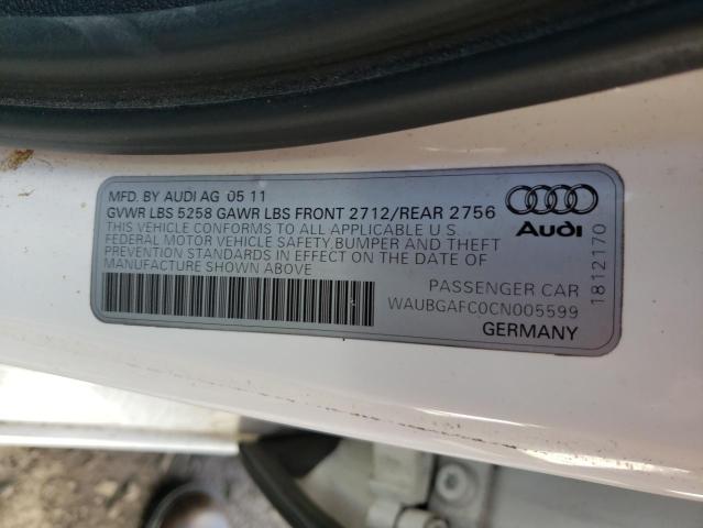 2012 AUDI A6 WAUBGAFC0CN005599