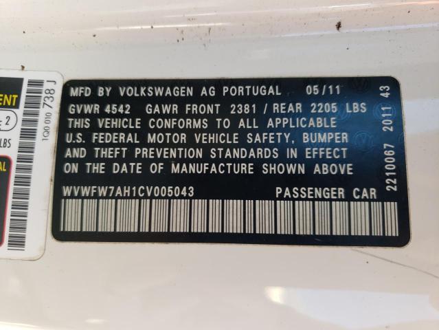 2012 VOLKSWAGEN EOS LUX WVWFW7AH1CV005043