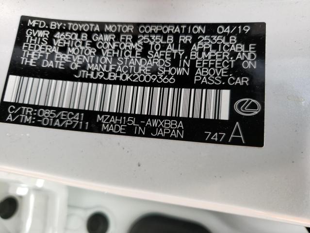 2019 LEXUS UX 250H JTHU9JBH0K2009366