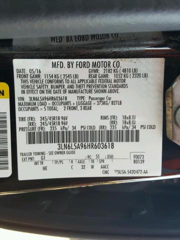 2017 LINCOLN MKZ PREMIE 3LN6L5A96HR603618