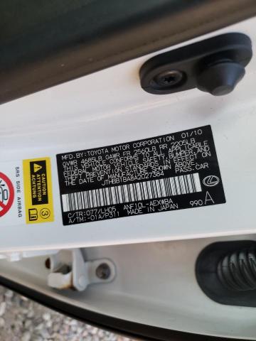 2010 LEXUS HS 250H JTHBB1BA8A2027384