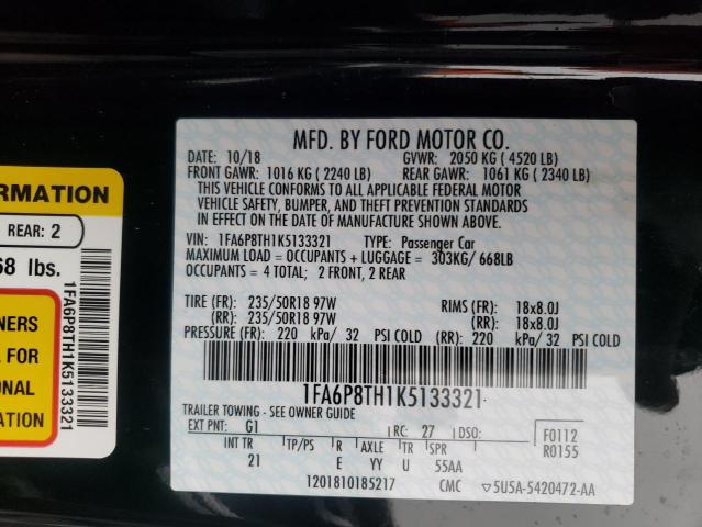 1FA6P8TH1K5133321 Ford Mustang 2019. Фото: 9