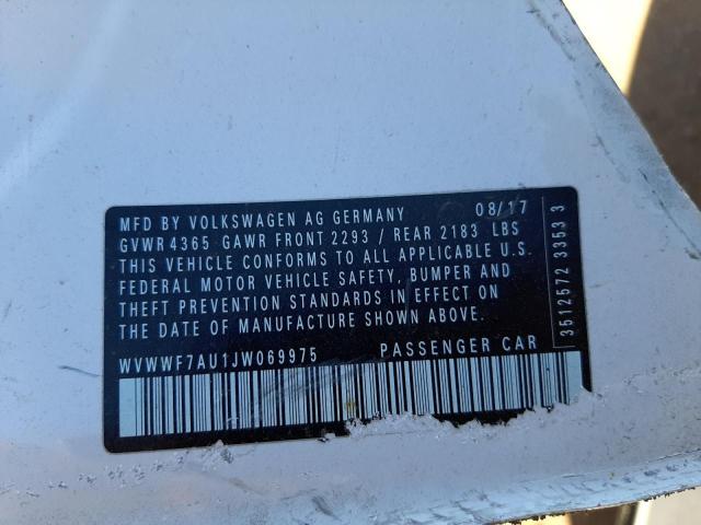 2018 VOLKSWAGEN GOLF R WVWWF7AU1JW069975