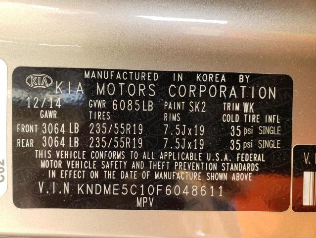 2015 KIA SEDONA SXL KNDME5C10F6048611
