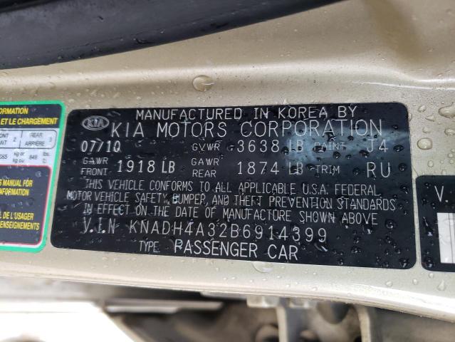 2011 KIA RIO BASE KNADH4A32B6914399