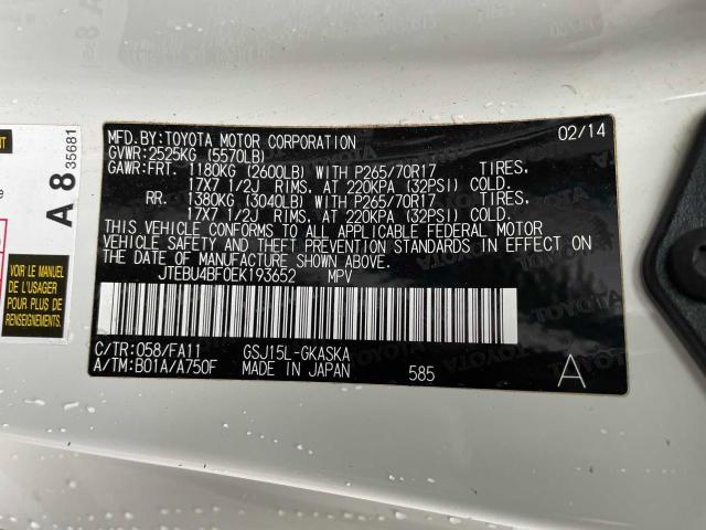 2014 TOYOTA FJ CRUISER JTEBU4BF0EK193652