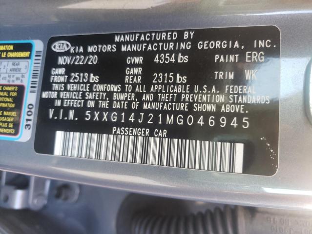 2021 KIA K5 LXS 5XXG14J21MG046945