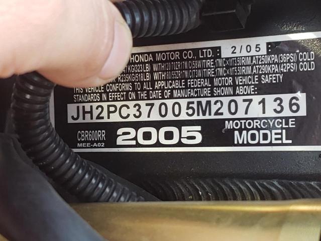 2005 HONDA CBR600 RR JH2PC37005M207136