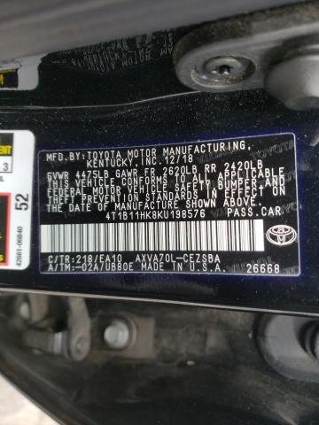2019 TOYOTA CAMRY SE/L 4T1B11HK8KU198576