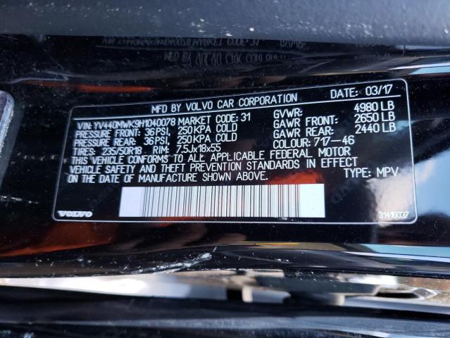 2017 VOLVO V60 CROSS YV440MWK9H1040078