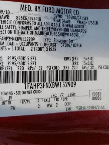 2011 FORD FOCUS SE - 1FAHP3FNXBW152909