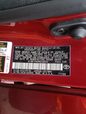 2017 TOYOTA CAMARY 4T1BF1FKXHU730522