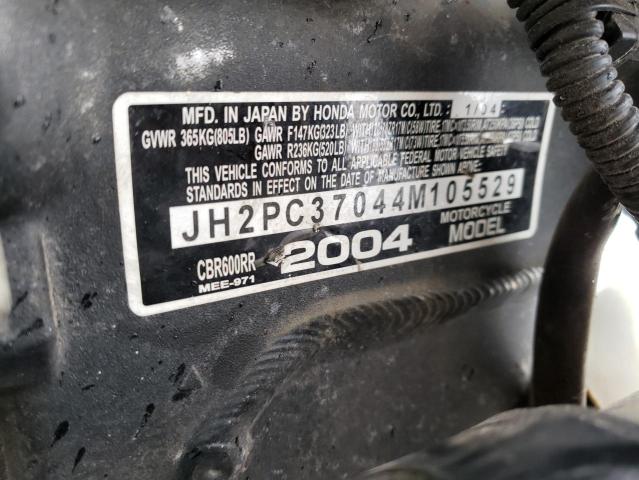 2004 HONDA CBR600 RR JH2PC37044M105529