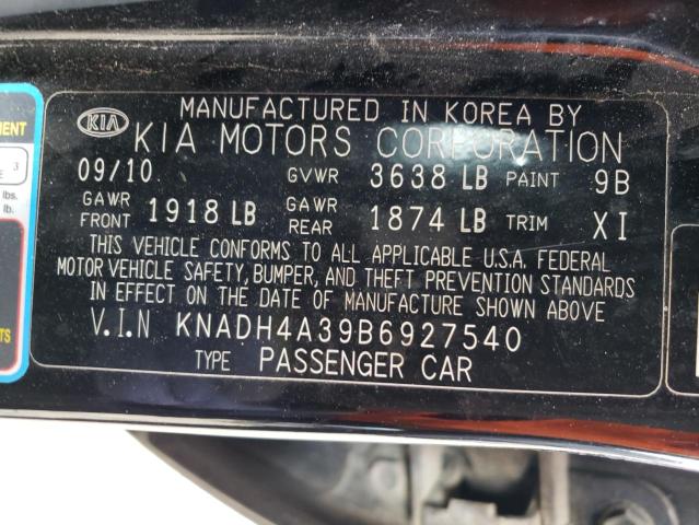 2011 KIA RIO BASE KNADH4A39B6927540