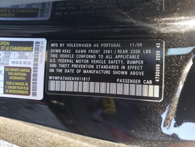 2010 VOLKSWAGEN EOS LUX WVWFA7AH2AV011817